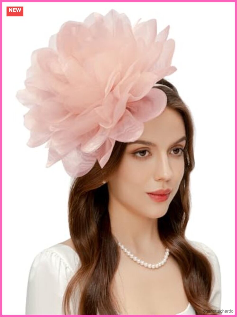 Large Mesh Floral Fascinator Derby Hat with Clip & Headband for Wedding Tea